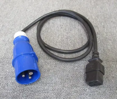 1.5M IEC C19 Female To IP44 16A PCE Commando Blue Plug Male Power Lead Cable • £30