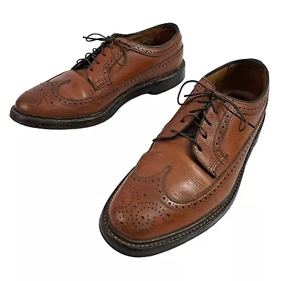 Florsheim Imperial Vintage Mens 9 D Kenmoor Brown 93602 Longwing Shoes V-Cleat • $51.26