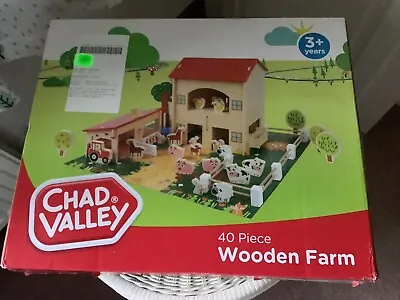 Chad Valley 40 Piece Wooden Farm Set Age 3+ Brand New In Unopened Box • £45
