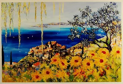 Eze Village By Duaiv UNFRAMED Flower Fine Art Mixed Media On Canvas Signed • $1500