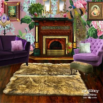 $199.99 • Buy FUR ACCENTS Exclusive Faux Fur Bear Skin Ridge Rug Area Throw Carpet Wolf Coyote