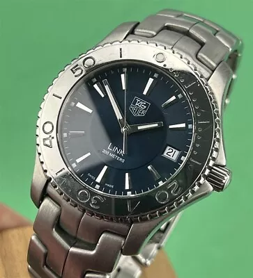 TAG Heuer LINK WJ1112 Quartz Mens Blue Dial Date Diver Watch Stainless • $545