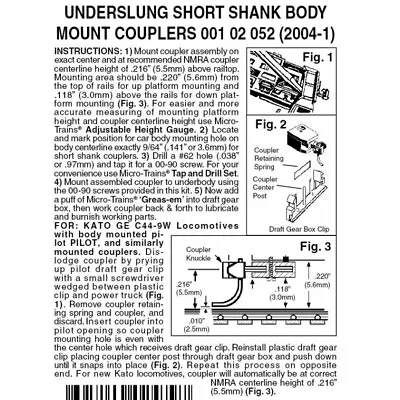 Micro Trains N Scale ~ Kato Assembled Underslung Short Shank ~ 2 Pr ~ 001 02 052 • $14.23