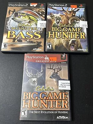 PS2 Cabela’s Lot Of Games - Big Game Hunter/Hunter 2008/Monster Bass Set Of 3! • $12.99