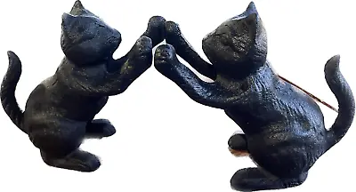 Black Cat Kitten Book Ends Bookends Wrought Iron Home Decor Halloween Decoration • $34.99