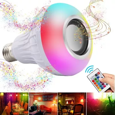 1 PCS E27 Wireless Bluetooth Smart Bulb Light Speaker LED RGB+W Music Play Lamp • $7.99