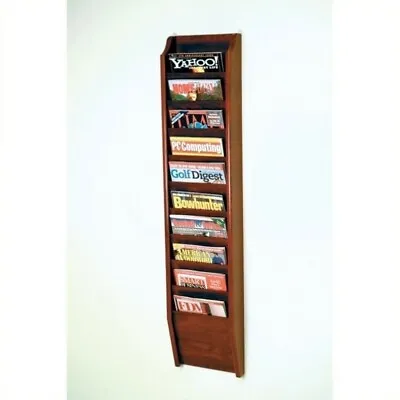 Wooden Mallet 10 Pocket Magazine Wall Rack In Mahogany • $132.09