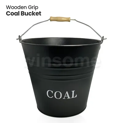 £10.99 • Buy Vintage 12L Cast Iron Coal Bucket Black Heavy Duty Basket Fireside Log Scuttle