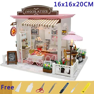 Delicate 1:24 Scale DIY Dollhouse Miniature Wooden Dolls House Kit Creative +LED • £17.99