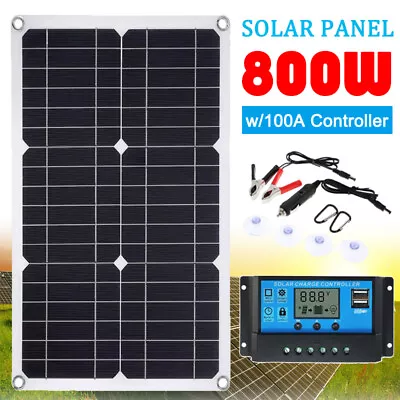 800W Solar Panel Kit Battery Charger W/ 100A Controller For Car Van Caravan Boat • £25.99