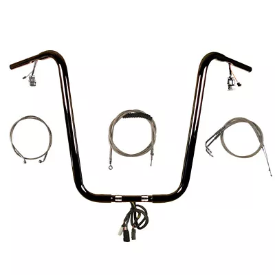 1 1/4  Black 20  Prewired Ape Hanger Handlebar PKit 1996-2006 Harley Softail • $901.11