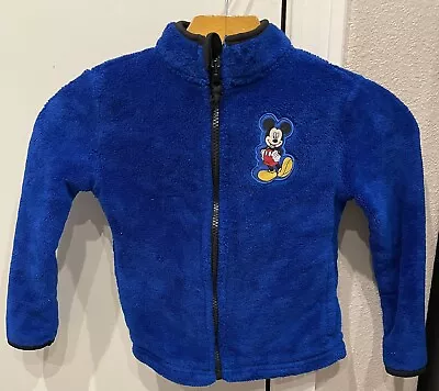 Disney Mickey Mouse Full Zip Fleece Jacket Blue Soft Toddler Size 4 • $25