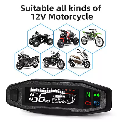 Motorcycle LCD Digital Speedometer Odometer Tachometer Gauge Meter Universal  • $27.80