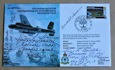 Mitchell B25 Bomber 1983 Raf Cover Signed Us Vetertans Bordelon Bechtel Olander • £19.95