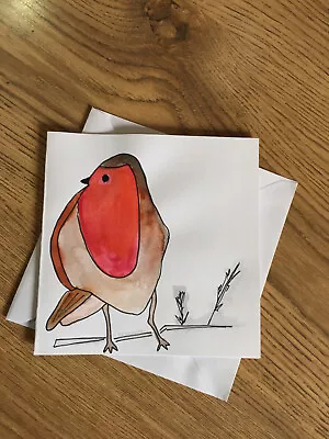 £2 • Buy Hand Painted Christmas Card Handmade Watercolour