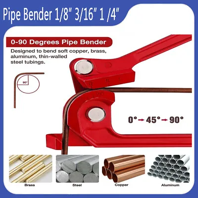 Brake Line Bending Tool Pipe Bender 45° 90° CNC 1/8” 3/16” 1 /4” 3mm 4mm 6mm Red • $10.63