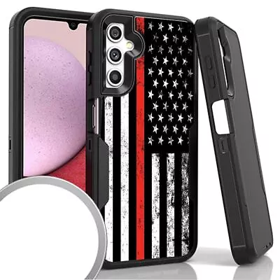 Thin Red Line Flag Rugged Heavy Duty Case For Samsung Galaxy A14 5G • $14.95