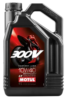 Motul MOTORCYCLE  300V Synthetic Motor Oil 4 Liter - 10W40 104121 • $67.95