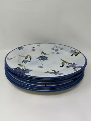 HD Designs Flora Salad Plate Blue Flowers Polka Dots 8 5/8 Inch ~ Set Of 4 • $39.99