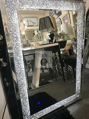120x80 Crushed Crystal LED Wall Mirror Stunning Sparkle Light Up Wall Mirror • £184.49