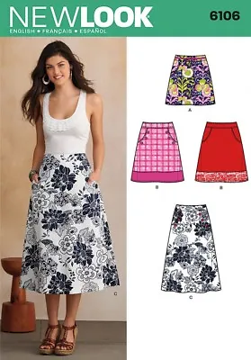 New Look Ladies Sewing Pattern 6106 A Line Skirts With Pockets (NewLook-6106) • £12.49