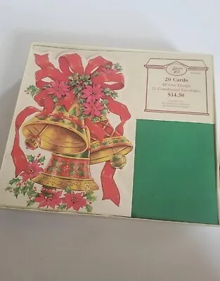 Vintage Box Of 20 Christmas Cards Beacon Hill Poinsettia  Bells • $19.50