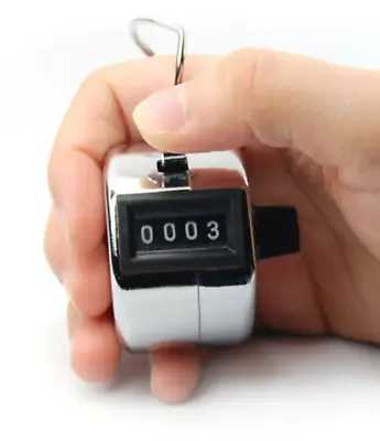 Mechanical Tally Counter Hand Held 4 Digit Palm Golf Finger Counting Clicker UK • £5.69