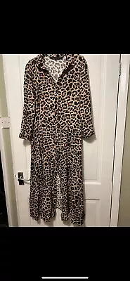 Zara Leopard Animal Print  Midi Shirt Dress Belted 3/4 Sleeve Size M Approx UK10 • £5