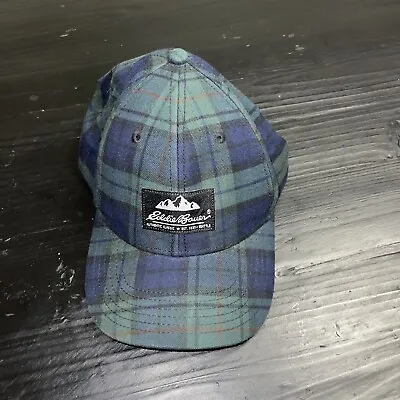 Eddie Bauer Ca 00665 Favorite Flannel Hat Green Plaid Adjustable Strap Cap • $16.15