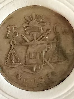 Antique 1953 Mexico Silver 25 Centavos Coin Silver Coin Cap & Scales • $1