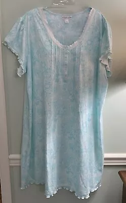 NWOT Miss Elaine Women's Nightgown Green White Floral Lace Flutter Short Sz XXL • $36