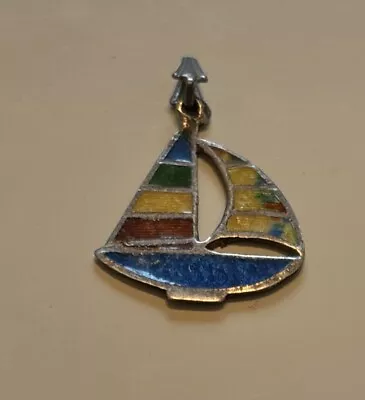 Rare Vintage Sterling Silver JF Taxco Margot Enamel Sailboat Pendant • $65