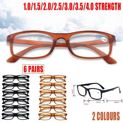 6 Pairs Mens Ladies Wayfarer Frame Magnifying Reading Glasses Nerd Spectacl AU • $10.99