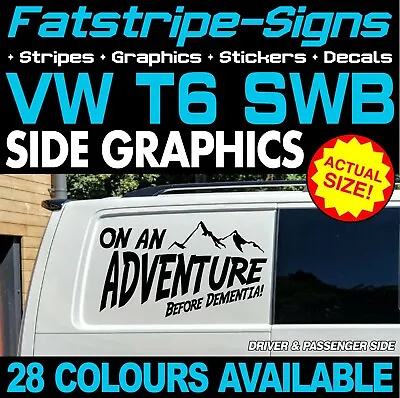 To Fit VW T6 SWB ON AN ADVENTURE FUNNY GRAPHICS DECALS DAY VAN CAMPER VAN • £32.99