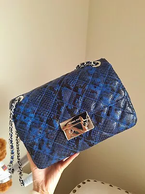 NWT Michael Kors Sloan Large Embossed Leather Shoulder Bag Blue (30H5SSLL3N) • $199
