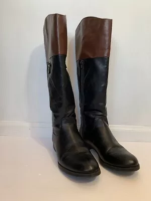 Merona Women's Black Brown Faux Leather Side Zip Dress Boots SZ 7.5 • $19.99