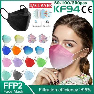 $31.34 • Buy 50/100x N95 KF94 KN95 Mask Disposable Particulate Respirator Face Masks 4 Layer