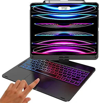 For IPad Pro 12.9  4th/5th/6th Gen 2022 Touchpad Keyboard Case With 360 Rotate • £14.99