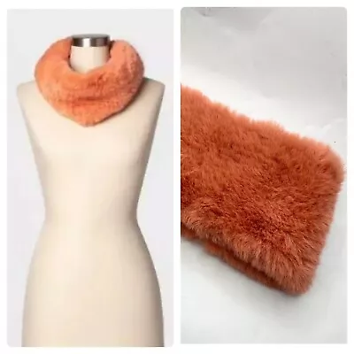 A New Day Faux Fur Snood Infinity Scarf Cowl One Size Fits Most Coral Orange • $5