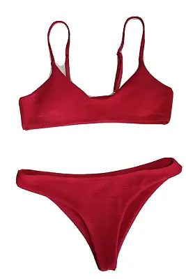 Zaful Women's Swimwear Burgundy Cheeky Bottoms And Top Bikini ~8~ • $12.99