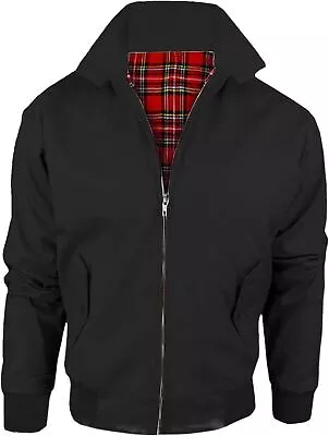 Mens Harrington Jackets Classic Tartan Lined Smart Casual Bomber Jacket • £17.99