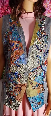 Chico's Vintage 54% Wool Gorgeous Beaded And Embroidery Vest 2XL • $30