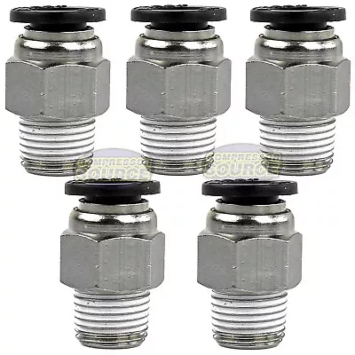 5 Pc 1/8  Male NPT X 1/4 OD Tube Female Push In To Lock Connect Fitting Straight • $11.49