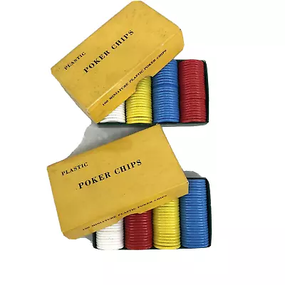 Vintage H. Baron Co - Set Of 2 - Mini Poker Chip Boxes - 200 Total Chips • $29.97