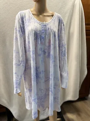 Miss Elaine Knee Length Nightgown Gown Poly/rayon Soft Lavender Print 2X NWT • $32