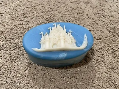 Vintage Disney Cinderella's Castle Blue Oval Soapstone Trinket Box With/ Lid • $37.88