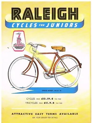 Raleigh Childrens Bicycles & Tricycles Orig. 1958 Product Range Sales Brochure • £24.99