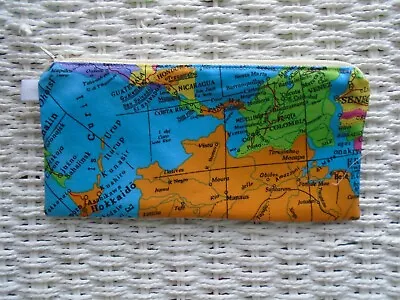 Bright Maps Pencil Case Or Small Make Up Bag Bags Cases World Map Gift Unique • £5.97