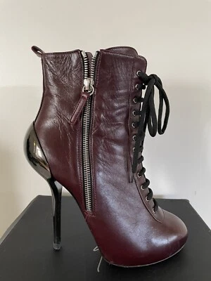 $69.95 • Buy GIUSEPPE ZANOTTI DESIGN Stiletto Ankle Leather Boots, Eggplant EUR 37/US 6.5-7