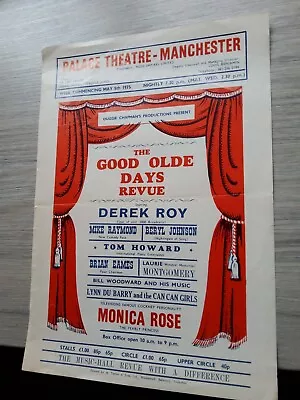 Music Hall Theatre Poster 1975manchester Palacederek Roymonica Rose • £10